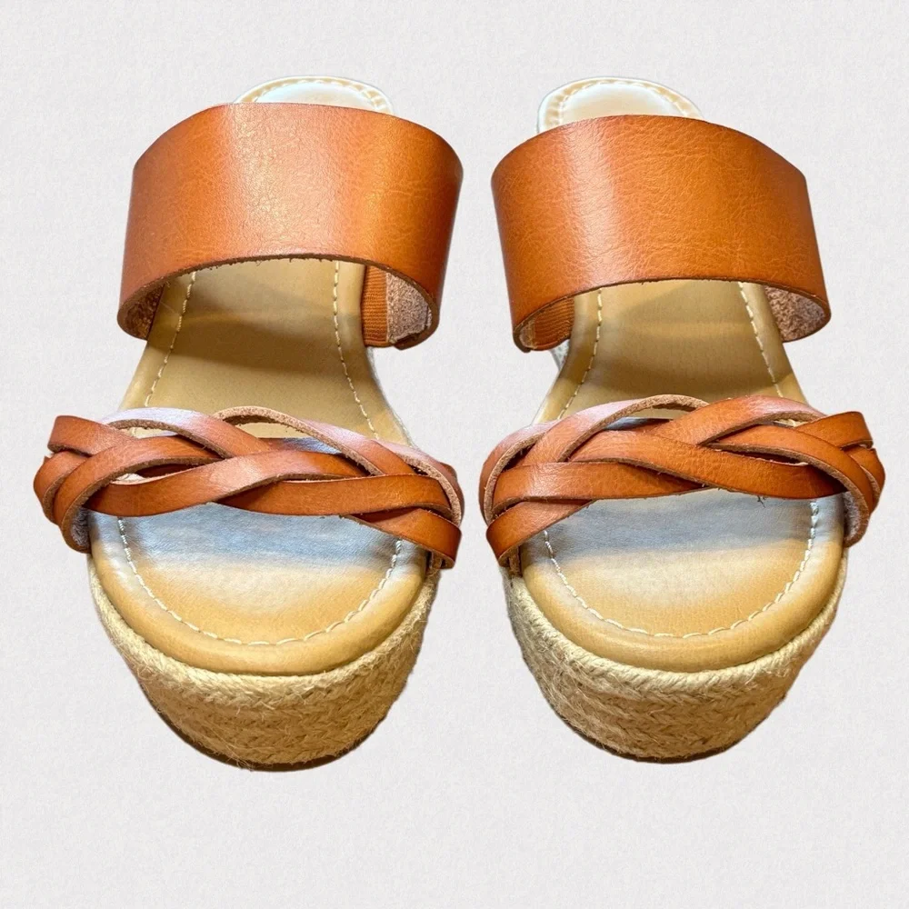 Lane Bryant Tan Espadrille Wedge Sandals Size 8 NWOT Braided Straps